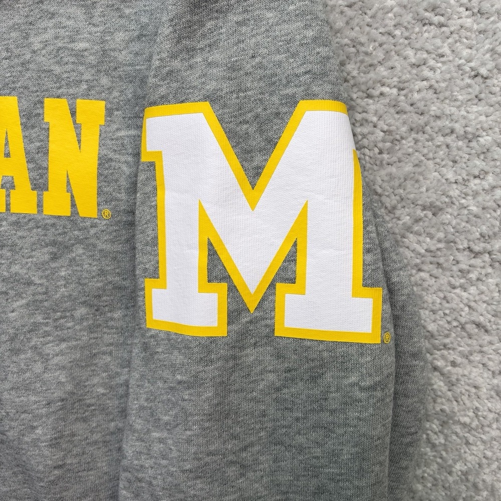 Nike Michigan Wolverines Mens M Gray Pullover Hoodie Big M NCAA College - Picture 6 of 13